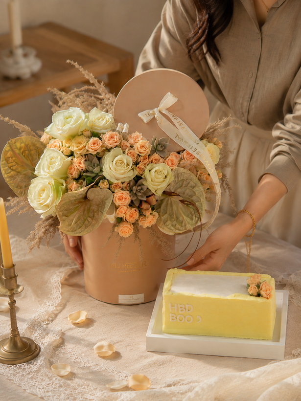 پکیج گل و کیک گندم